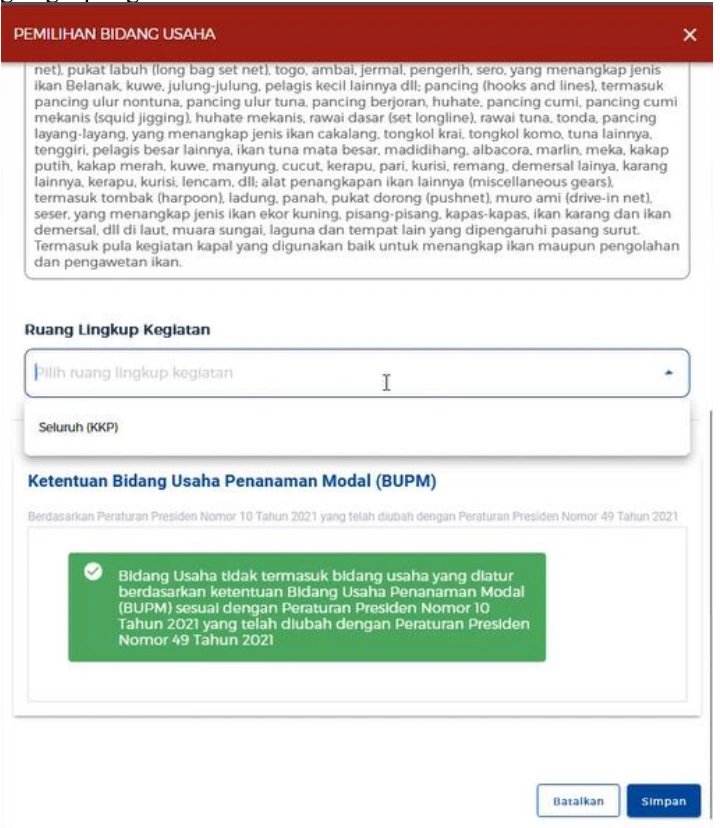 Pilih Ruang Lingkup Kegiatan