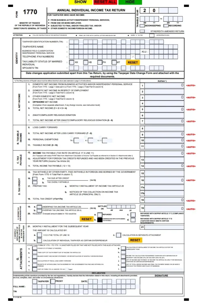 Contoh Bukti SPT Tahunan 1770