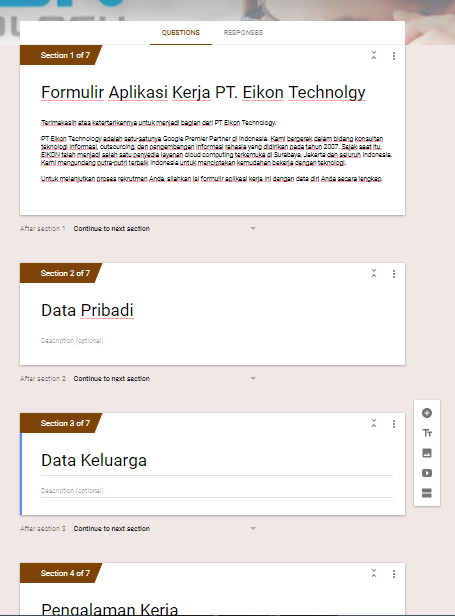 Contoh Form Data Diri Pelamar Online (Google Form)