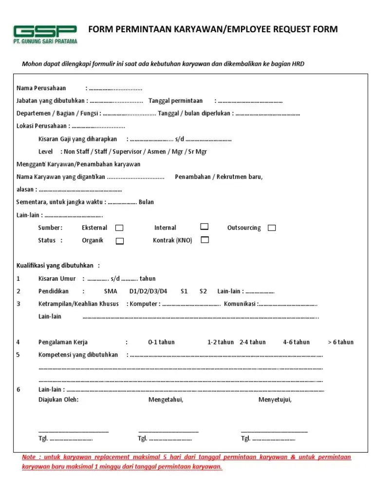 contoh job requisition