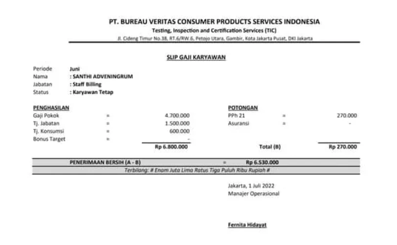 Contoh Slip Gaji PDF