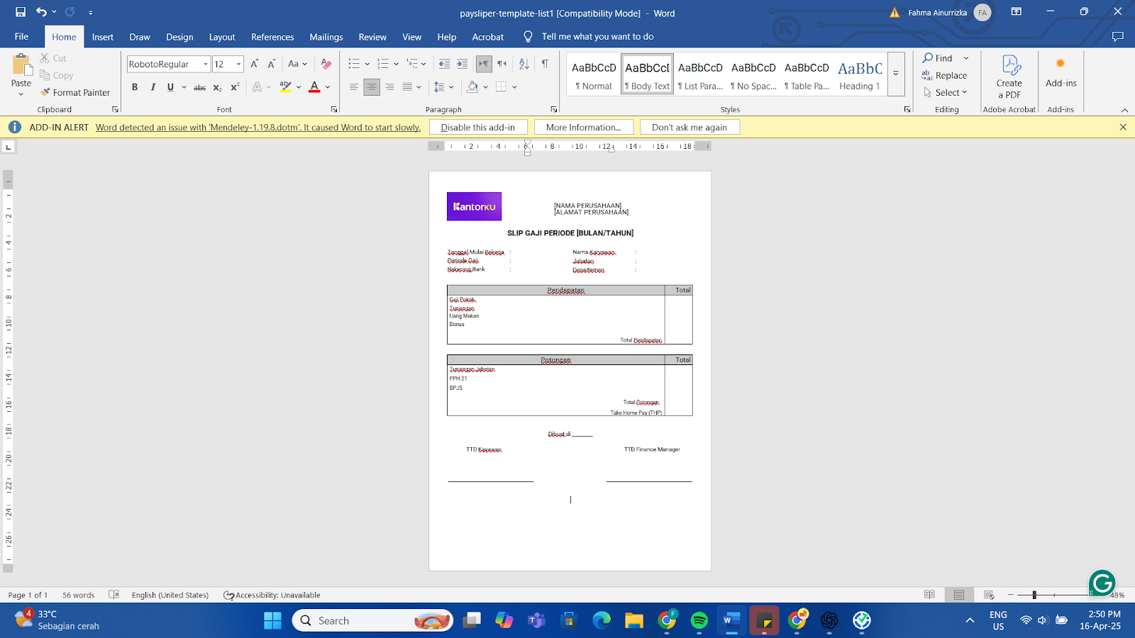 cara membuat slip gaji