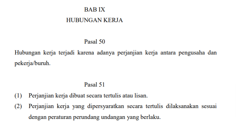 contoh isi kontrak kerja
