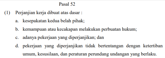 pasal dalam kontrak kerja