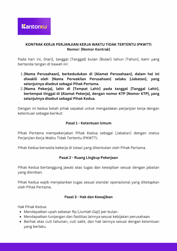Contoh kontrak kerja proyek
