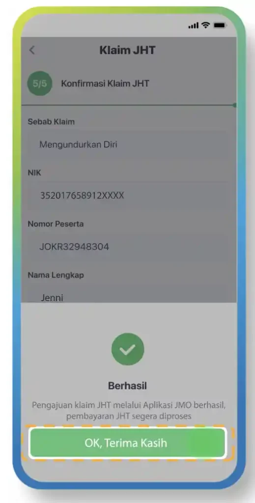 Cara Klaim melalui Aplikasi JMO step 11