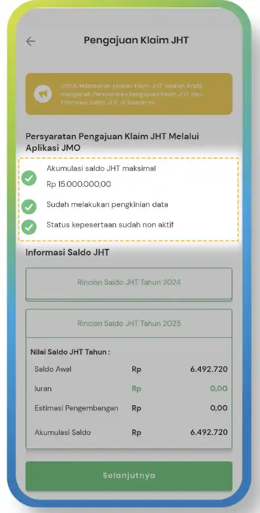 Cara Klaim melalui Aplikasi JMO step 3