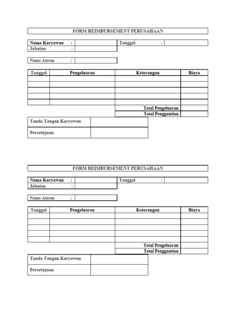 Contoh Form reimbursement PDF