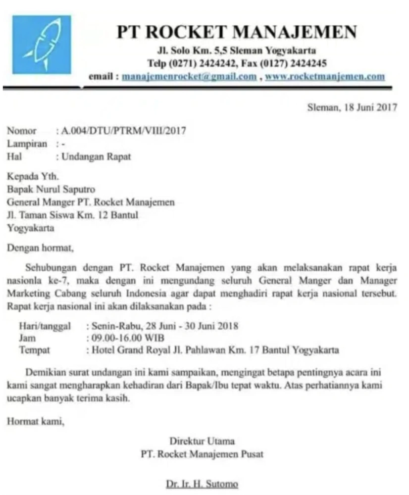 Contoh Surat Undangan Kantor