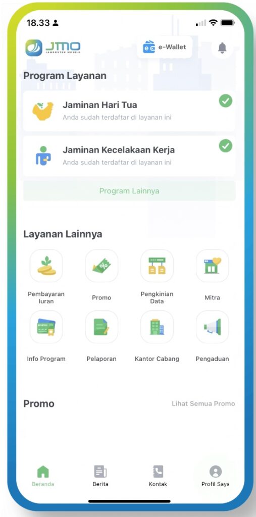 Buka Menu “Jaminan Hari Tua”