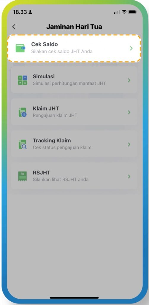 Pilih Menu “Cek Saldo”