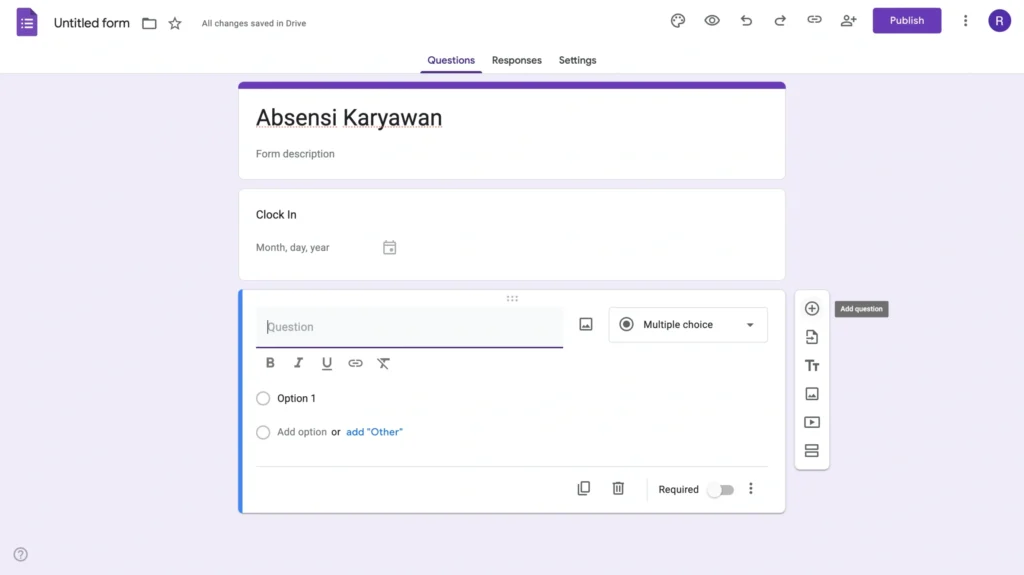 cara buat absen di google form