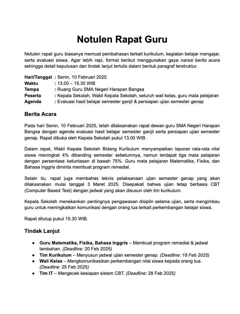 Notulen Rapat Guru