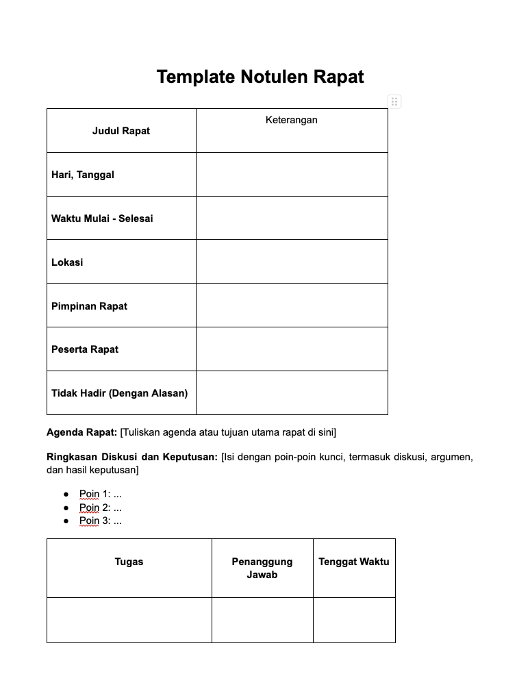 Template Notulen Rapat