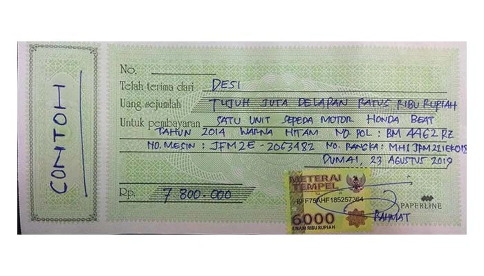 Kwitansi dengan Materai