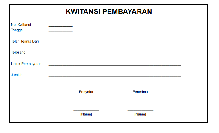 Download Contoh Format Kwitansi Kosong (Docx, Excel, PDF)