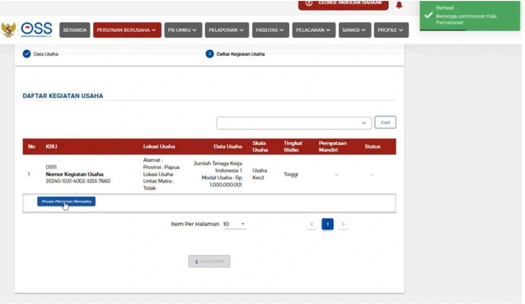 Klik Proses Perizinan Usaha