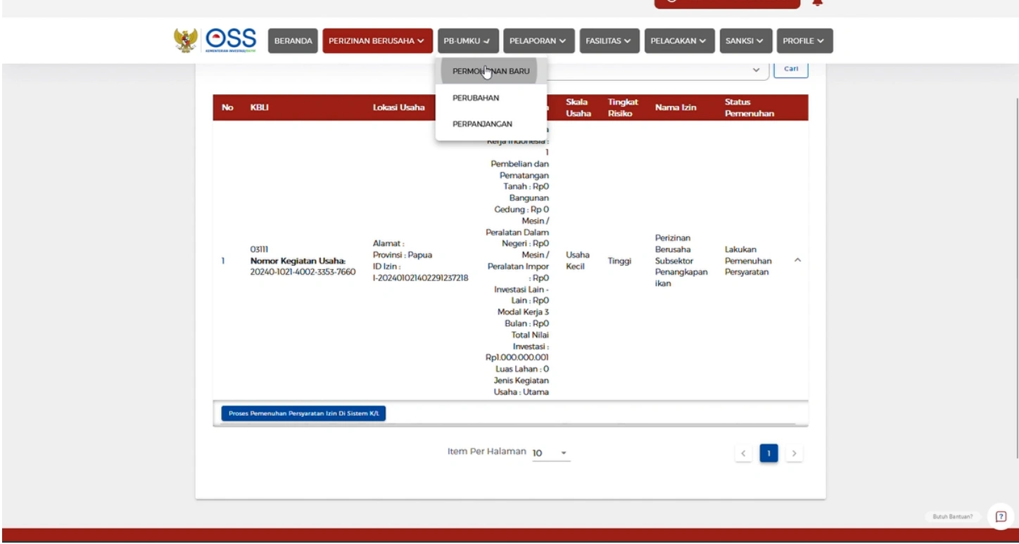 Klik Permohonan Baru