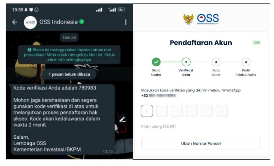 Verifikasi WhatsApp dan Email