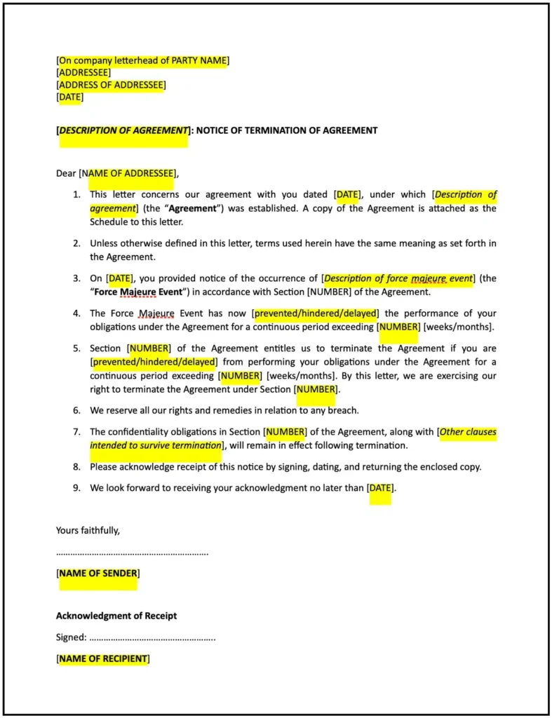 Contoh Surat PHK karena Force Majeure