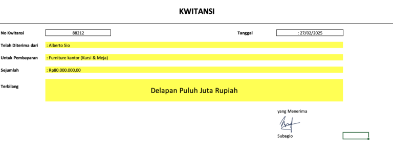 cara membuat kwitansi di word dan excel