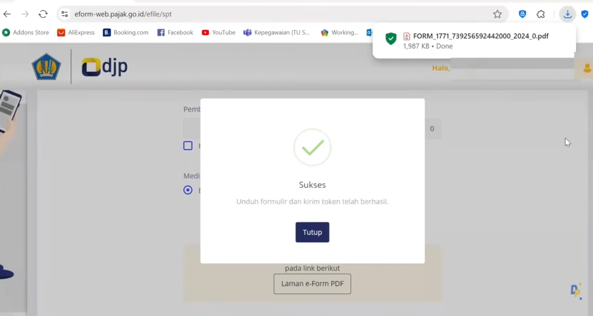 Konfirmasi Unduhan Berhasil