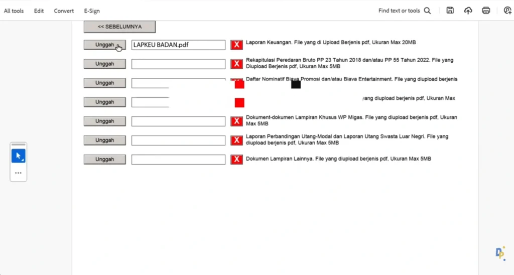 Unggah Dokumen Lampiran