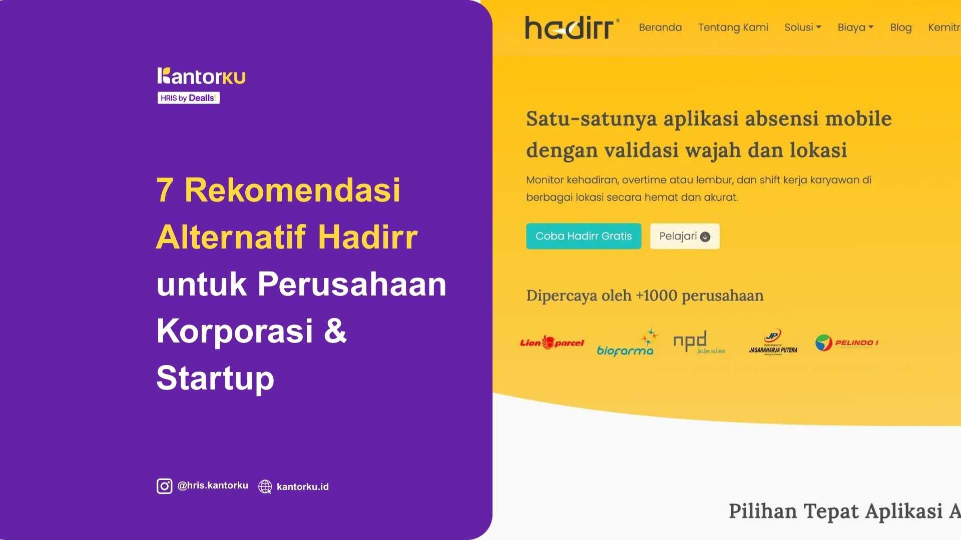 7 Rekomendasi Alternatif Hadirr untuk Perusahaan Korporasi & Startup