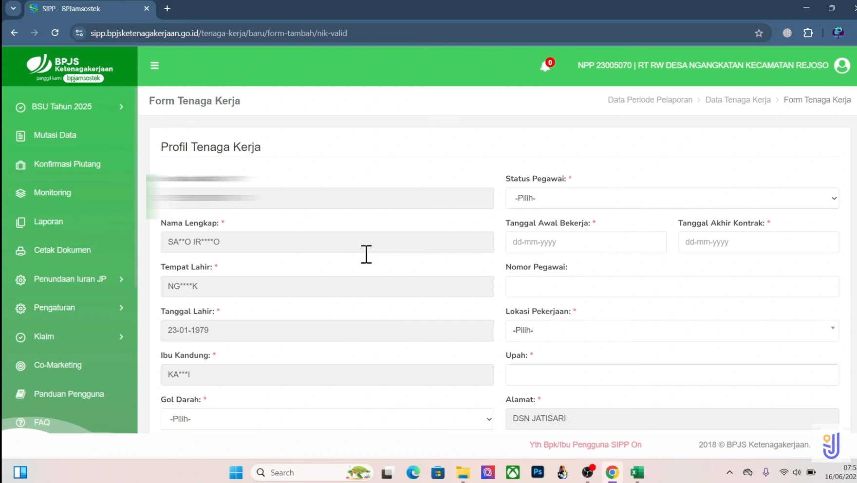 Melengkapi Profil Tenaga Kerja