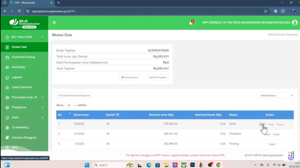 Pilih Periode Laporan