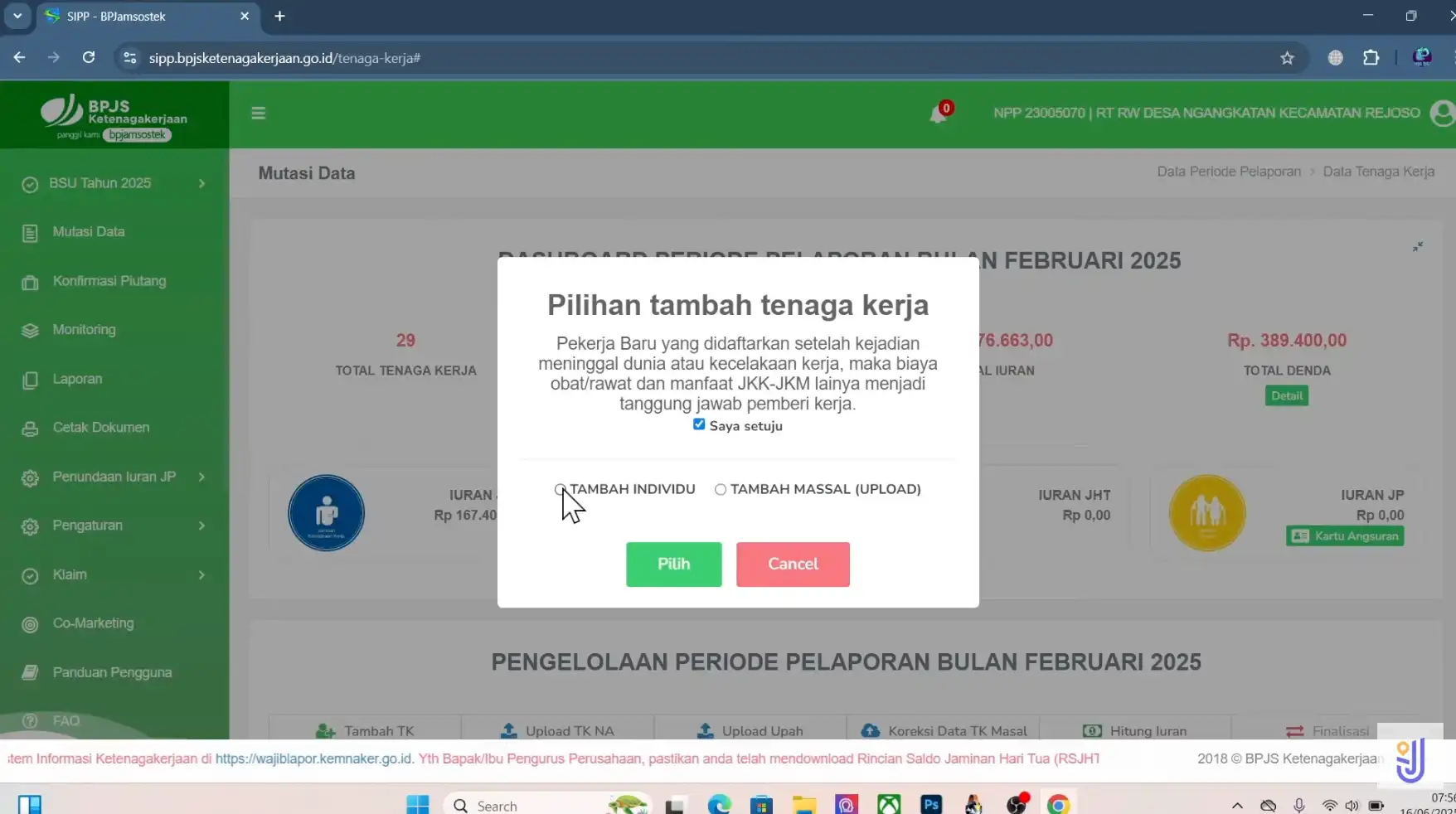 Pilih Metode Penambahan Individu