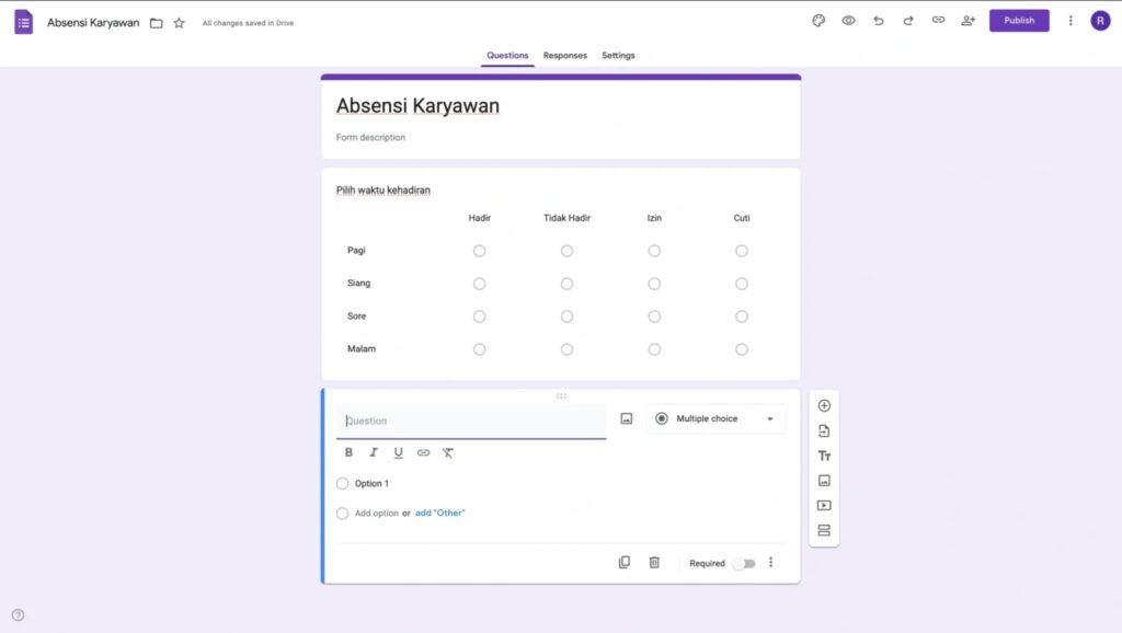 Contoh Absensi Rapat via Google Form