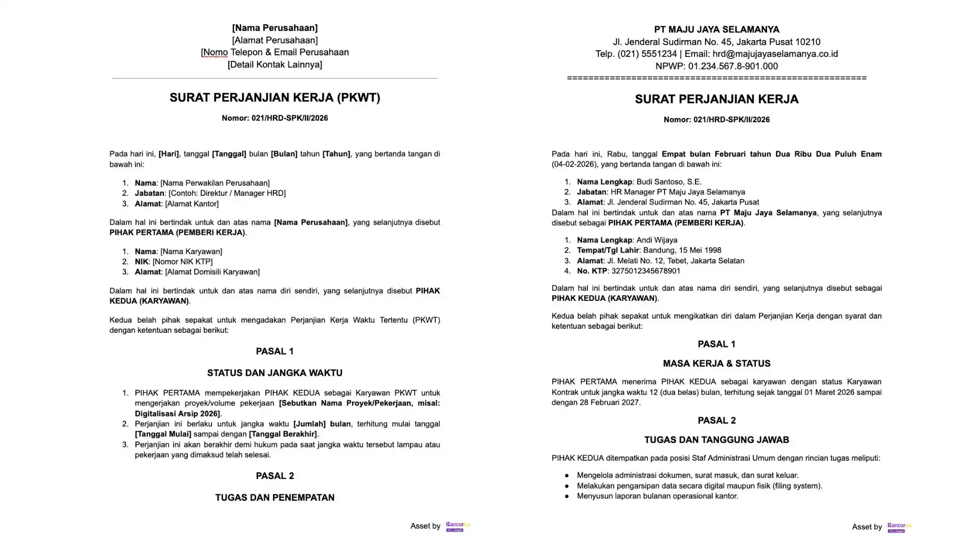 15 Contoh Surat Perjanjian Kerja Karyawan, PKWT, PKWTT, & Magang [+Template]