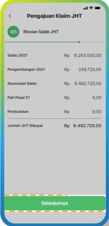 Tampilan Rincian Saldo JHT di Aplikasi JMO