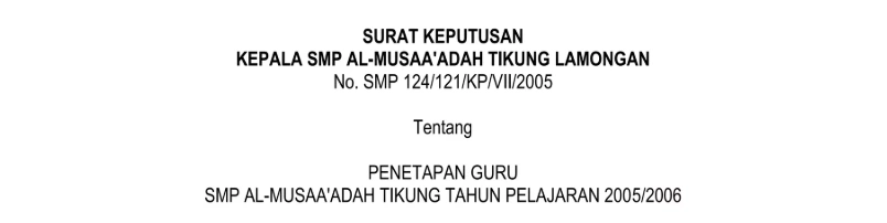 Struktur Judul dan Nomor Surat Keputusan