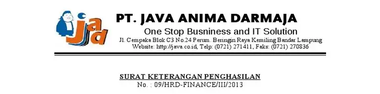 Struktur Bagian Atas Surat Keterangan Gaji