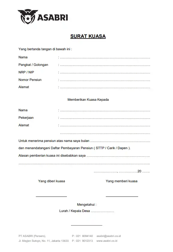 Surat Kuasa Pengambilan Gaji di PT