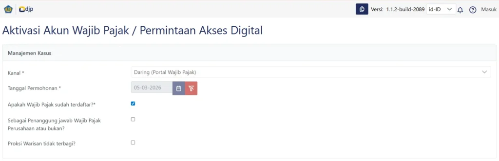 Tampilan Bagian Manajemen Kasus di Coretax