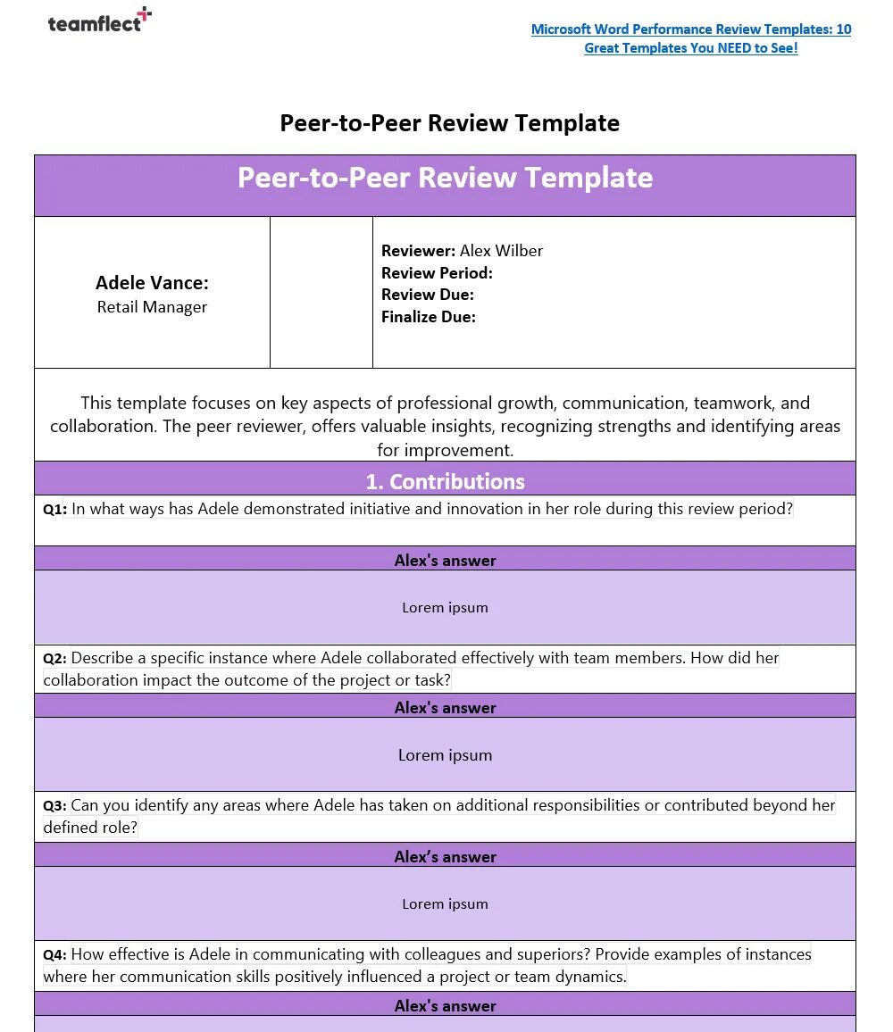 15 Performance Review Template Format Excel Word & PDF, Siap Pakai ...