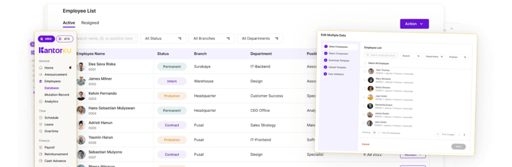 Dashboard Aplikasi Database Karyawan KantorKu HRIS