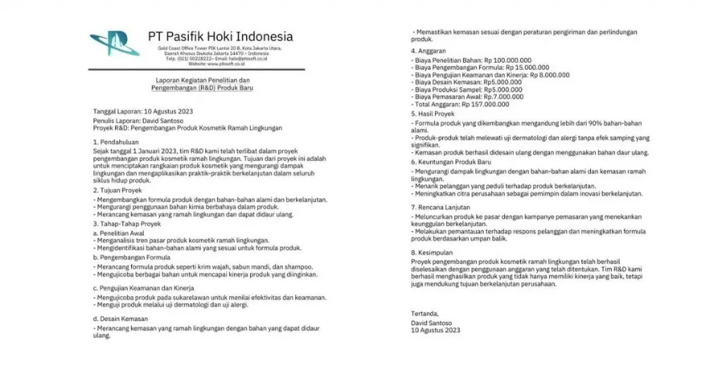 Contoh Laporan Kegiatan Organisasi Internal Kantor