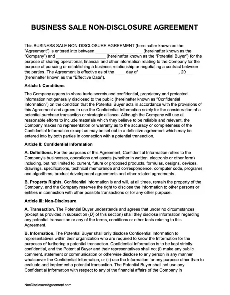 Contoh Non Disclosure Agreement untuk Kerja Sama Bisnis