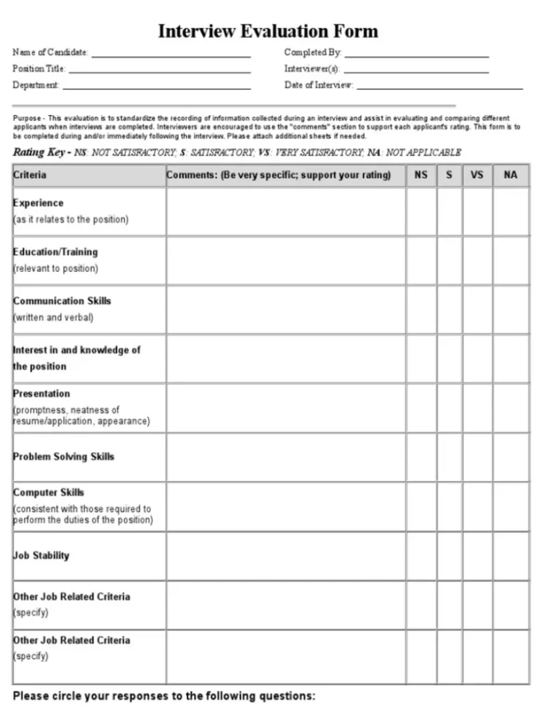 Template Interview HR Bahasa Inggris