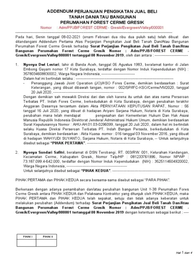 Contoh Addendum Perjanjian Jual Beli