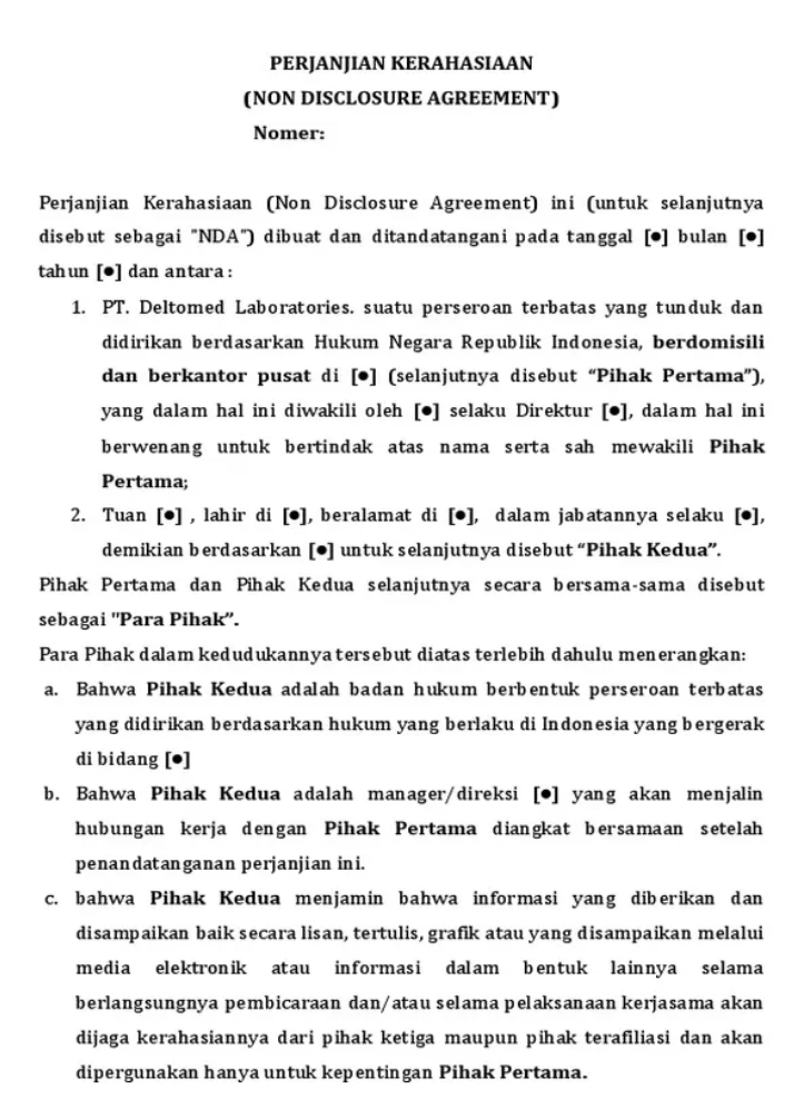 ontoh Non Disclosure Agreement Investor
