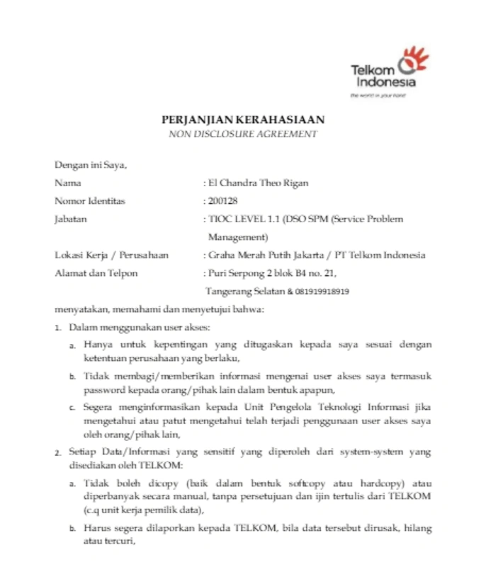 Akses Contoh Non Disclosure Agreement Project-Based