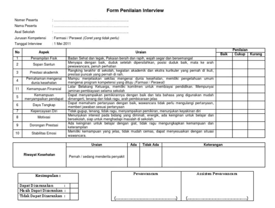 Form Penilaian Interview Karyawan Baru
