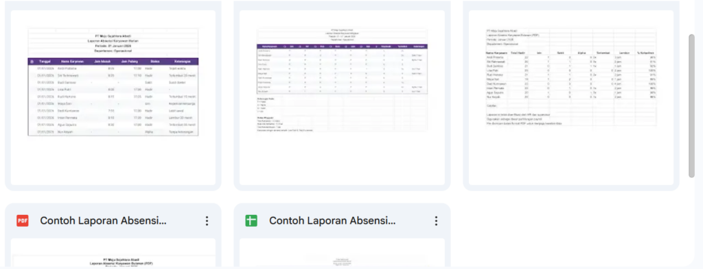 Contoh Laporan Absensi Karyawan Excel Free Download