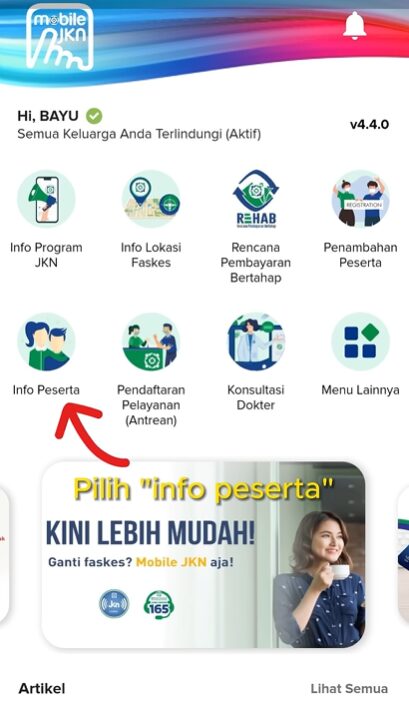 Tampilan Menu Mobile JKN | Sumber: Youtube OAtekno