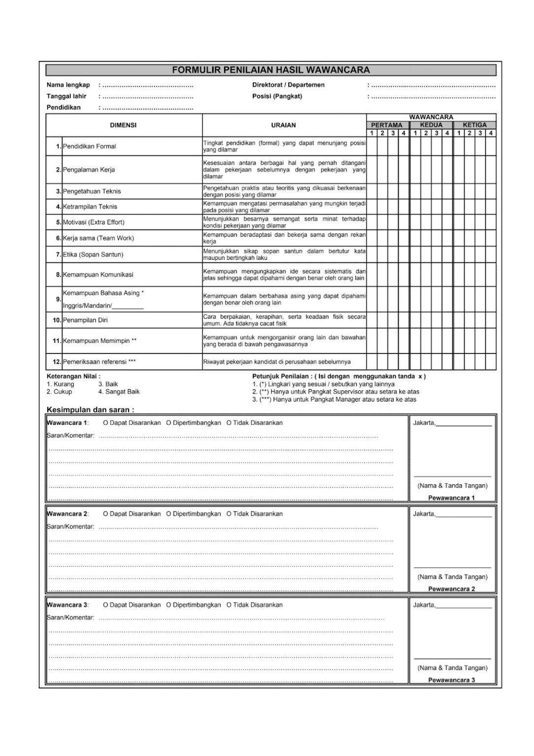 10 Contoh Template Interview User Word & Excel [+Gratis Download]